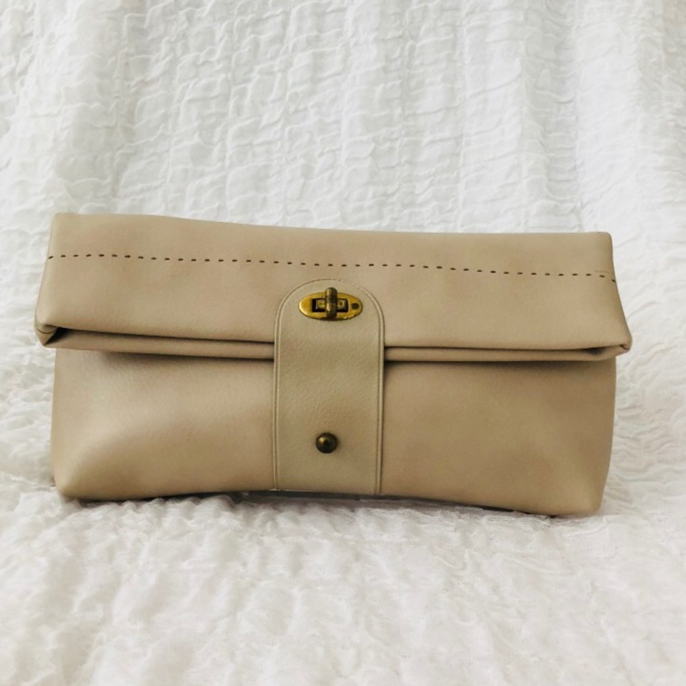 *Beige Fold Over Clutch*